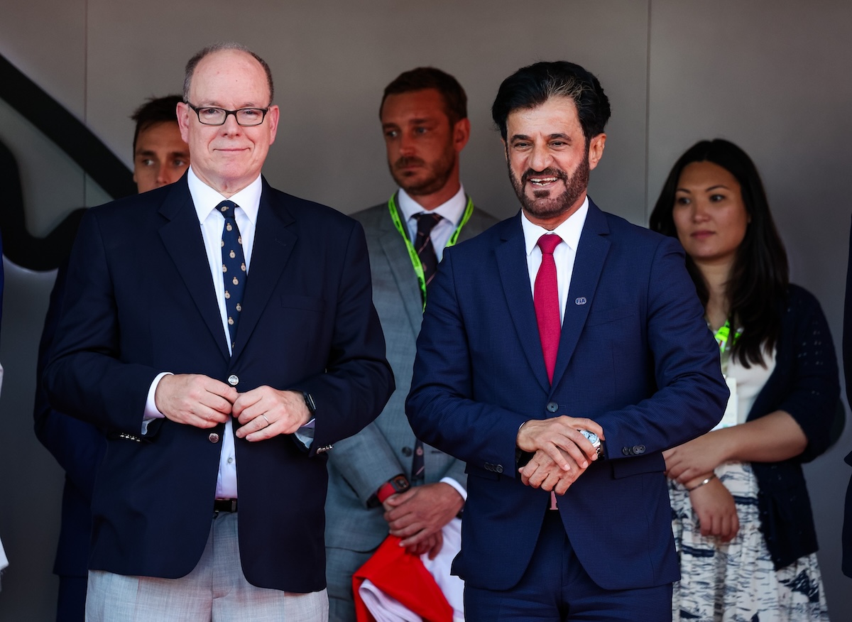 FIA President Mohammed Ben Sulayem with Prince Albert ahead of the Monaco Grand Prix this weekend. (Supplied)