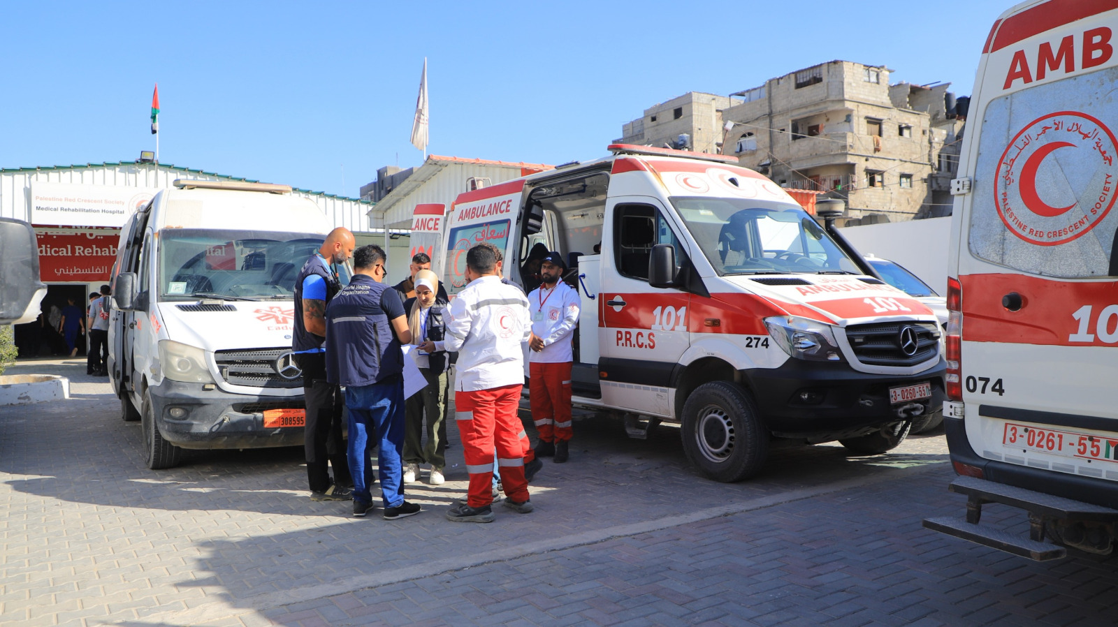 The Palestine Red Crescent Society evacuated 33 patients and their 40 companions from the Gaza Strip on Tuesday. (Wafa)