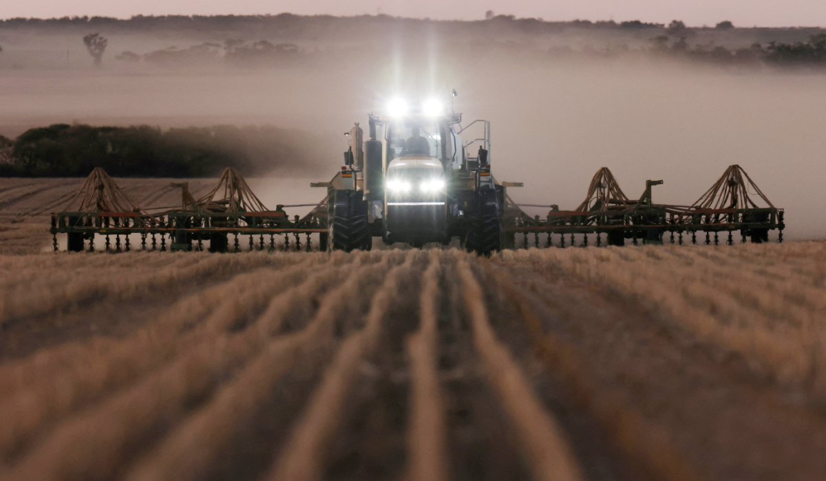 A seeder sows wheat at a farm in Bencubbin, Australia, May 13, 2025. (REUTERS)