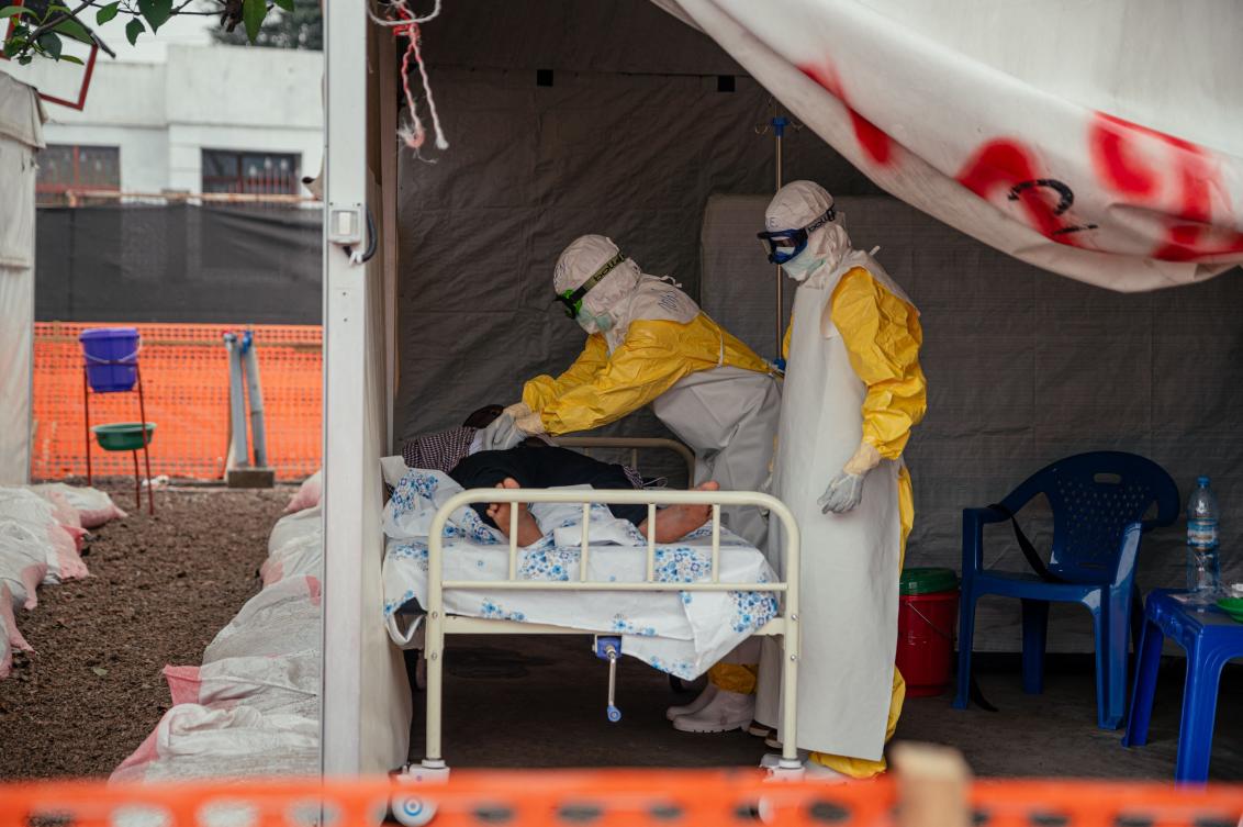 Above, Doctors Without Borders doctors move through the isolated red zone to monitor patients, provide medical care and ensure sanitation at the Ebola Treatment Center in Munigi, DR Congo on June 2, 2026.(AFP)