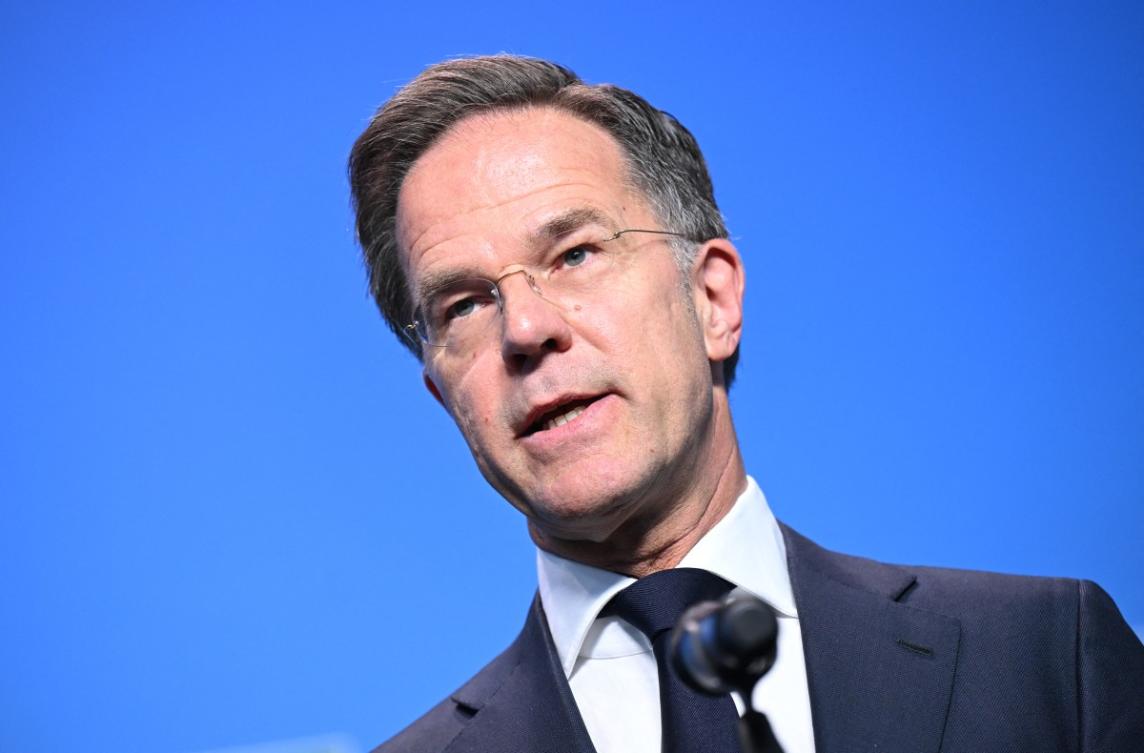 NATO Secretary General Mark Rutte gives remarks at the NATO Foreign Ministers' meeting in Helsingborg, Sweden, on May 22, 2026. (File/AFP)