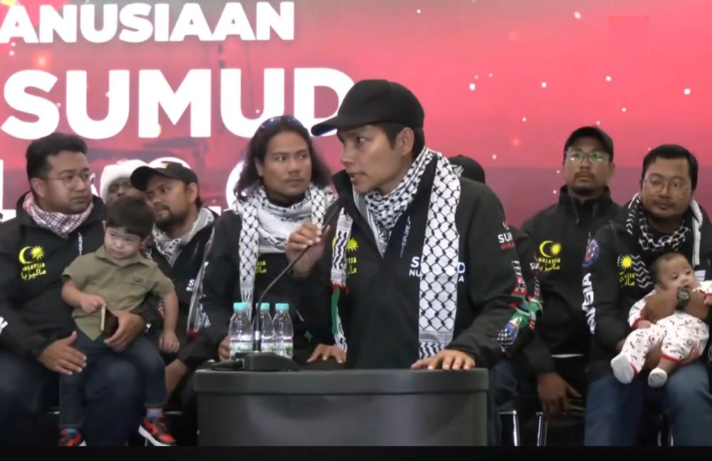 A Malaysian flotilla activist from Sumud Nusantara speaks at a press conference following the group’s return to Malaysia on May 24, 2026. (Screengrab/YouTube)