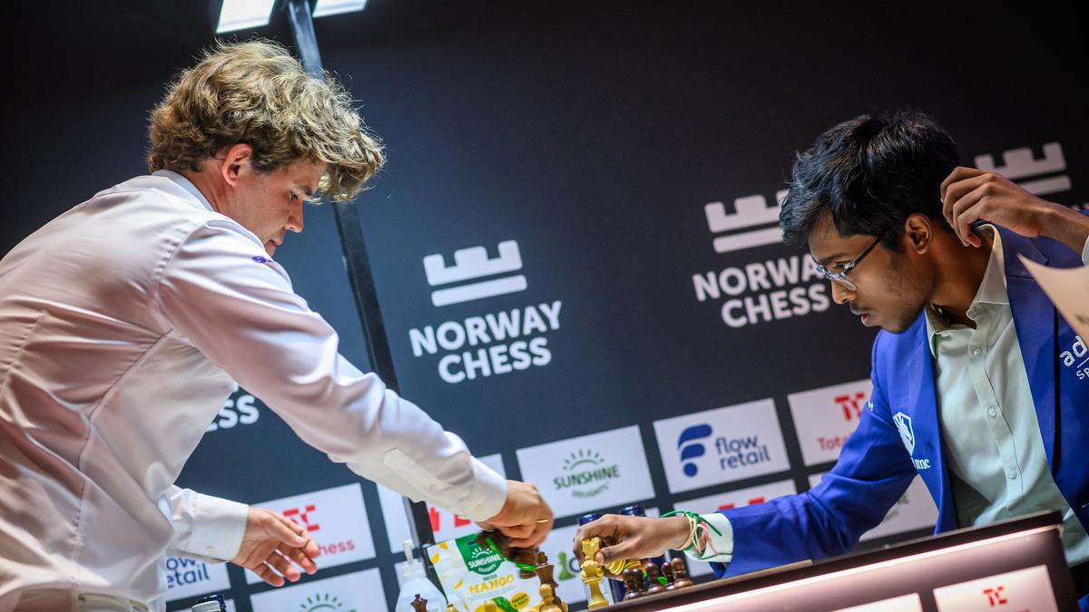 Praggnanandhaa defeats Carlsen for the second time in a row at Norway Chess 2026. (Supplied)