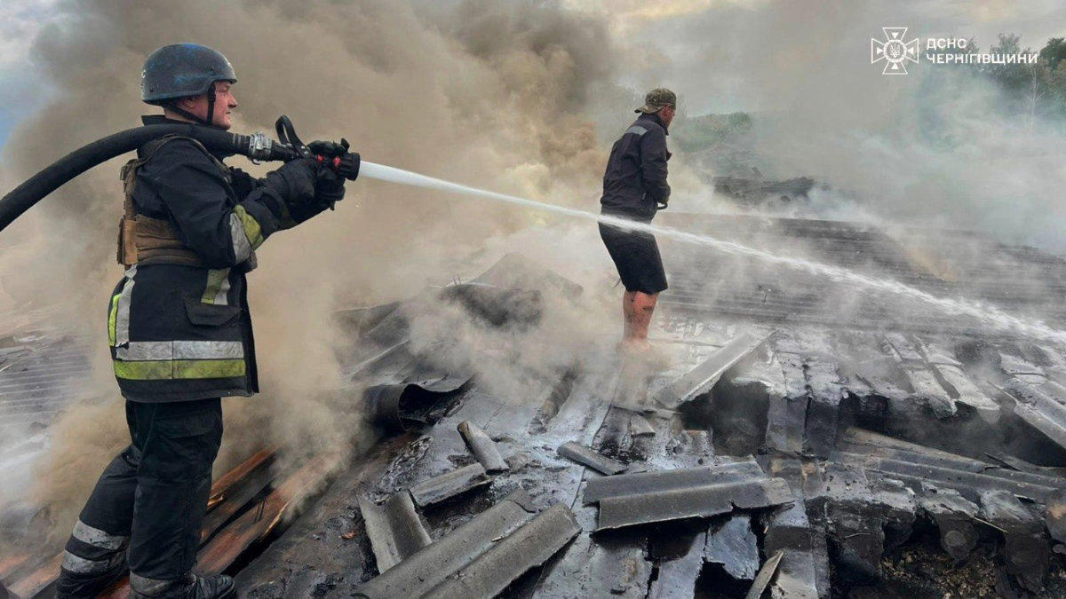Ukrainian rescue workers put out a fire of a building damaged after a Russian strike on Chernihiv region, Ukraine, on June 4, 2026. EU ministers are urging able-bodied Ukrainians to stand and fight for their homeland to repel Russian invasion. (Ukrainian Emergency Service via AP)