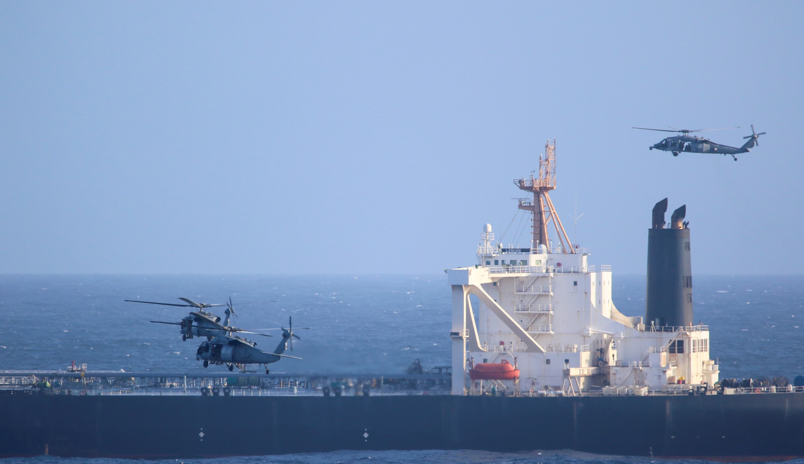 US forces board the sanctioned stateless oil tanker Davina in the Indian Ocean. (US Indo-Pacific Command)