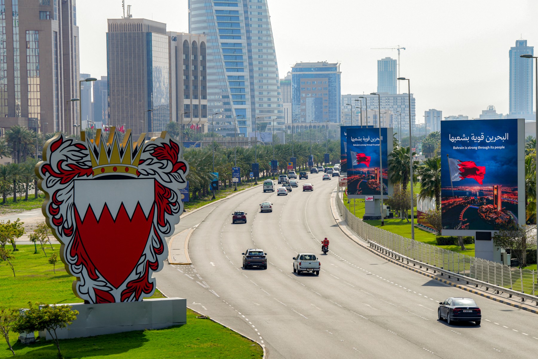 Vehicles move on a road in Bahrain's capital Manama on March 11, 2026. (AFP)
