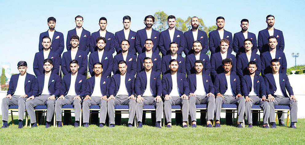 Iran’s national team poses in Antalya, Turkiye, before their departure to Mexico. (AFP)
