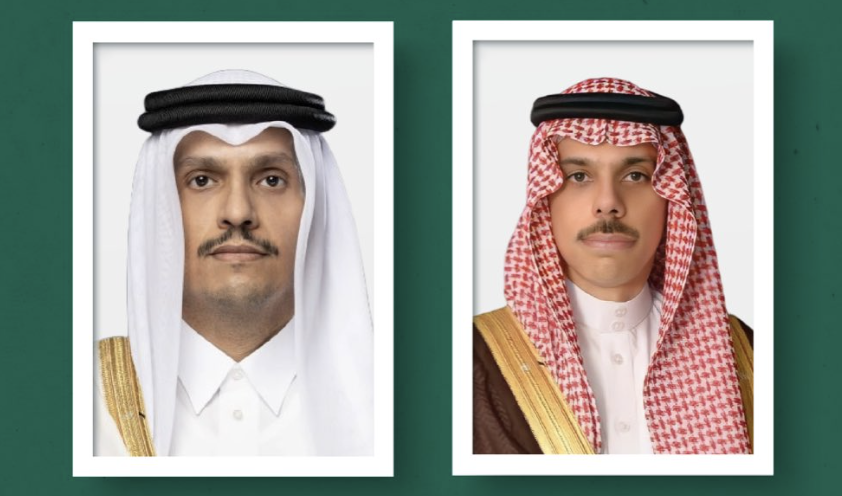 Saudi foreign minister Prince Faisal bin Farhan spoke on the phone on Sunday with Sheikh Mohammed bin Abdulrahman bin Jassim Al-Thani. (SPA)