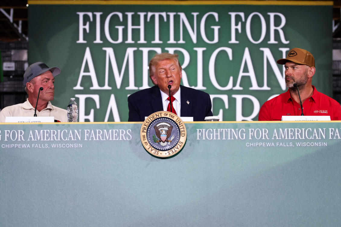 US President Donald Trump speaks during a roundtable on agriculture at Custer Farms on June 05, 2026 in Chippewa Falls, Wisconsin. (Getty Images via AFP)