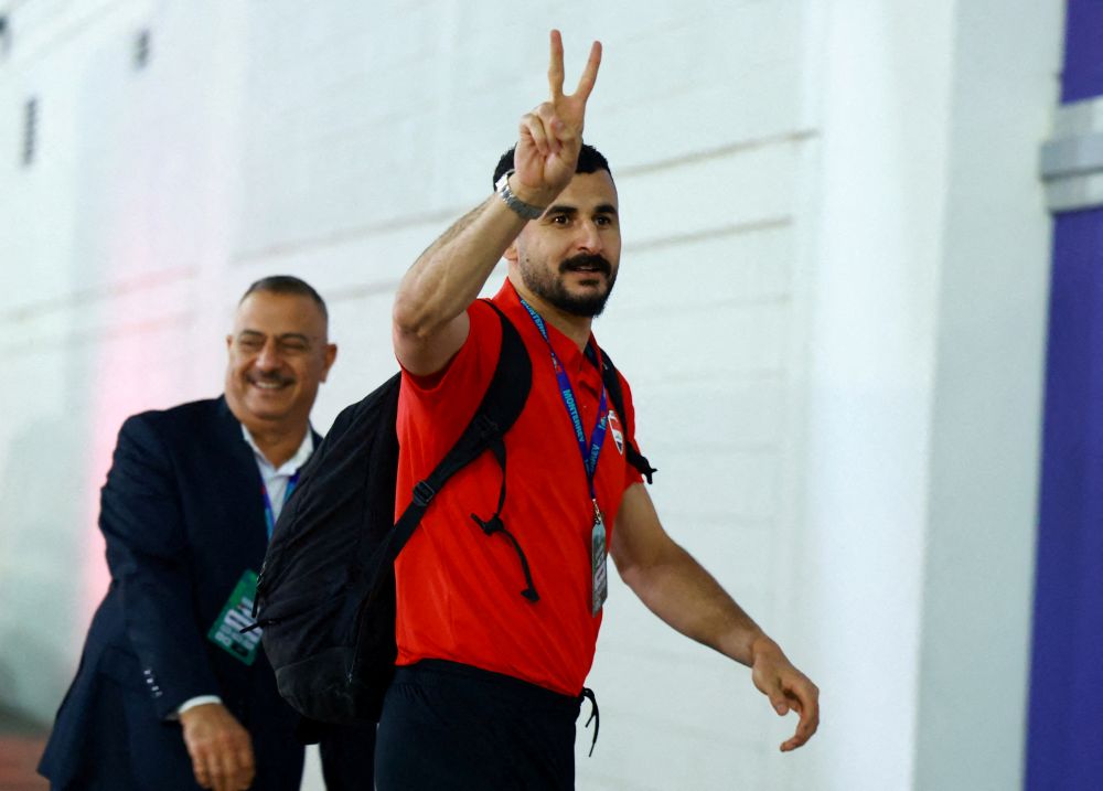Iraq’s Aymen Hussein arrives before the World Cup playoff with Bolivia, Estadio Monterrey, Monterrey, Mexico, Mar. 31, 2026. (Reuters)