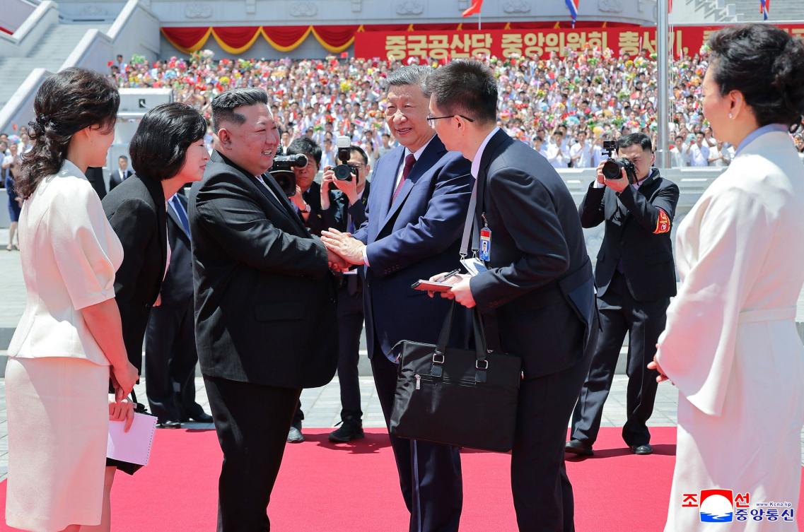 During the visit that began Monday, he and North Korean leader Kim Jong Un underscored a joint push to reestablish their countries’ alliance. (AFP)