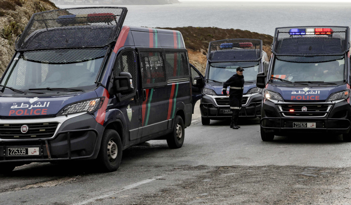 Vehicles of Morocco's police force patrol an area along the land border with Spain's African enclave of Ceuta near Fnideq in northern Morocco. (AFP file photo)