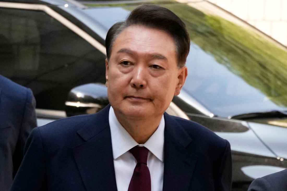 South Korea's ousted former President Yoon Suk Yeol arrives to attend his trial at the Seoul Central District Court in Seoul, South Korea. (AP)