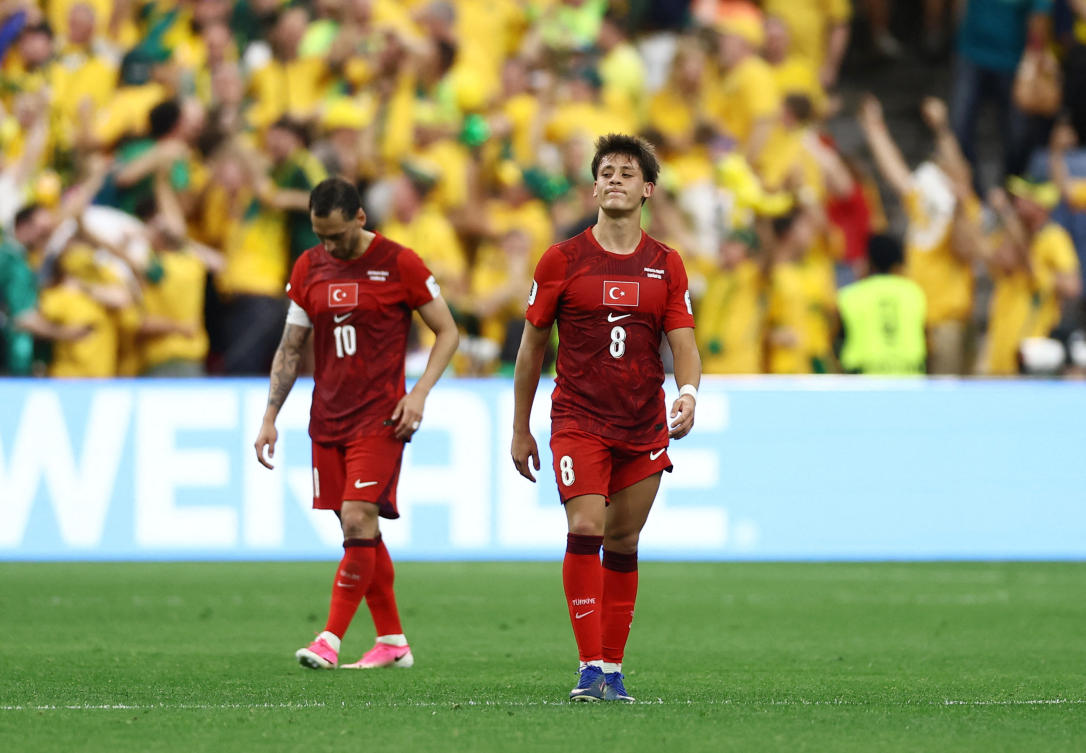 Soccer Football - FIFA World Cup 2026 - Group D - Australia v Turkey - BC Place, Vancouver, Canada - June 13, 2026 Turkey's Arda Guler looks dejected after Australia's Connor Metcalfe scores their second goal REUTERS/Lee Smith