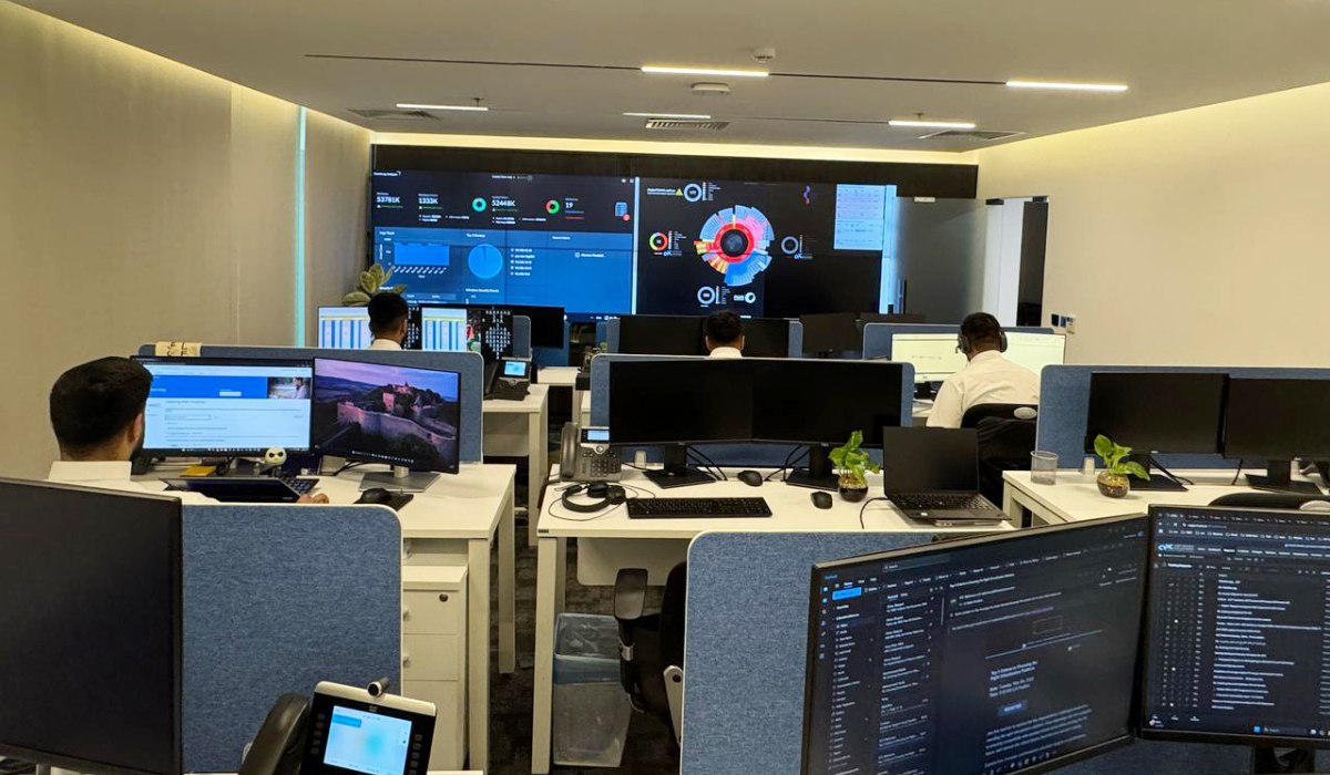 Employees at Axelerated Solutions Co. in Riyadh monitor digital dashboards to track performance indicators and analyze data in real time. (Supplied)