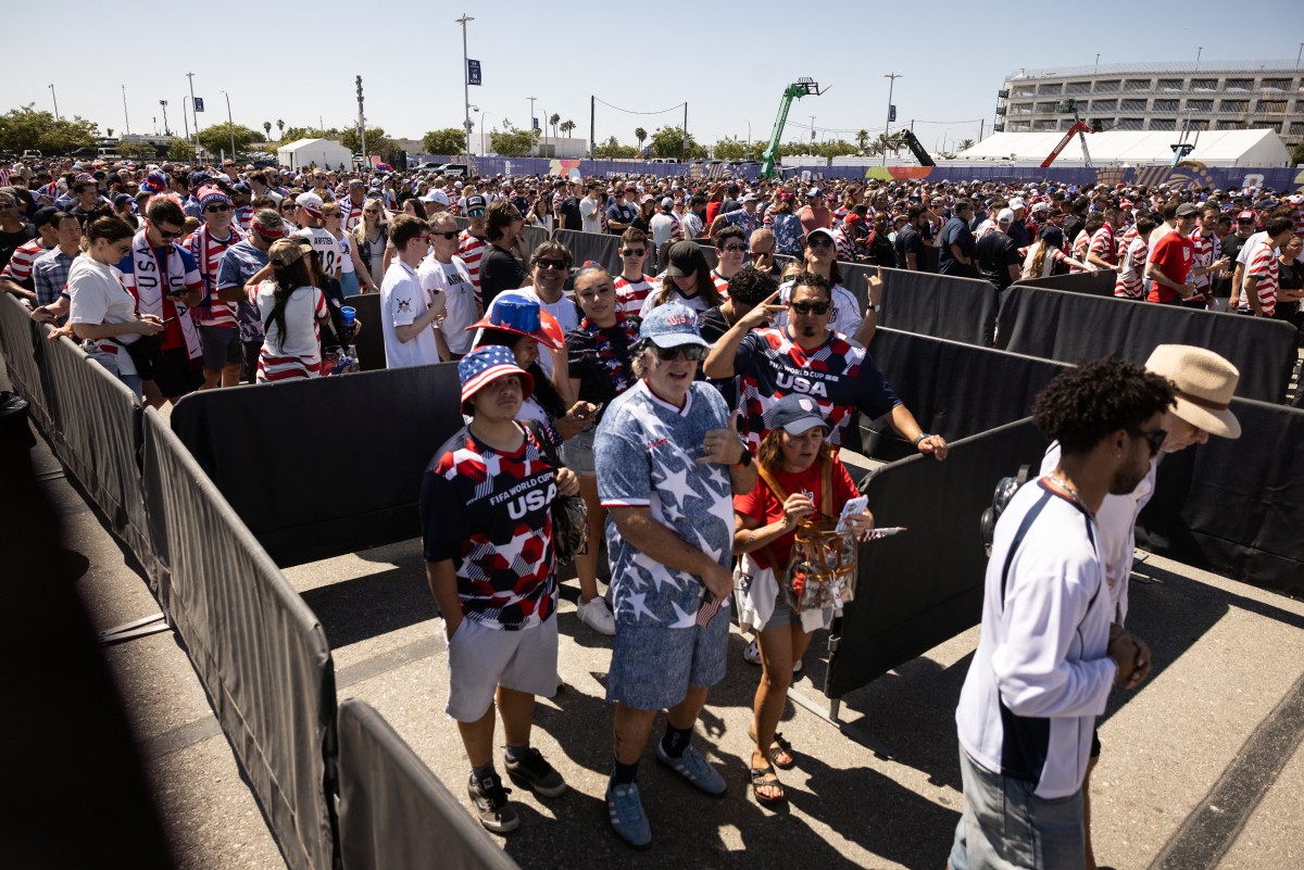 Fans arrive at Los Angeles Stadium (SoFi Stadium) to attend the 2026 FIFA World Cup match between USA and Paraguay in Inglewood, California, US. (AFP)