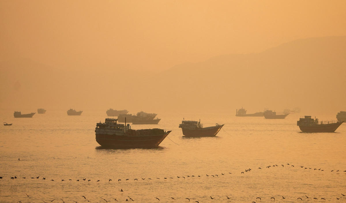 Vessels at the Strait of Hormuz, as seen from Musandam, Oman, June 16, 2026. (REUTERS)