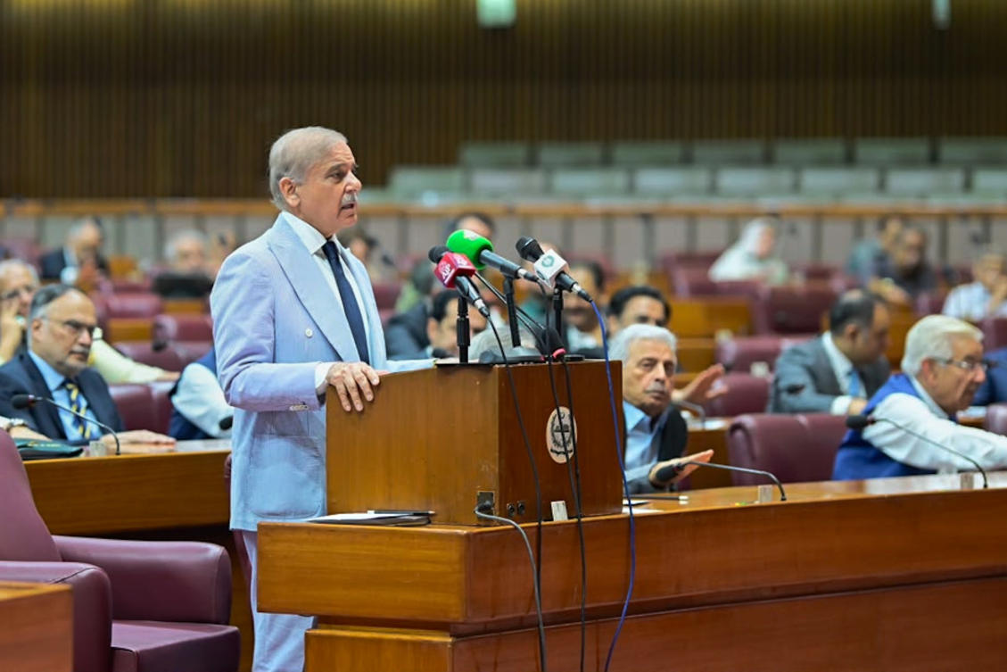 Above, Prime Minister Shehbaz Sharif speaks on the US’s conflict with Iran during a assembly session in the parliament in Islamabad on June 15, 2026. (Pakistan Prime Minister Office via AP)