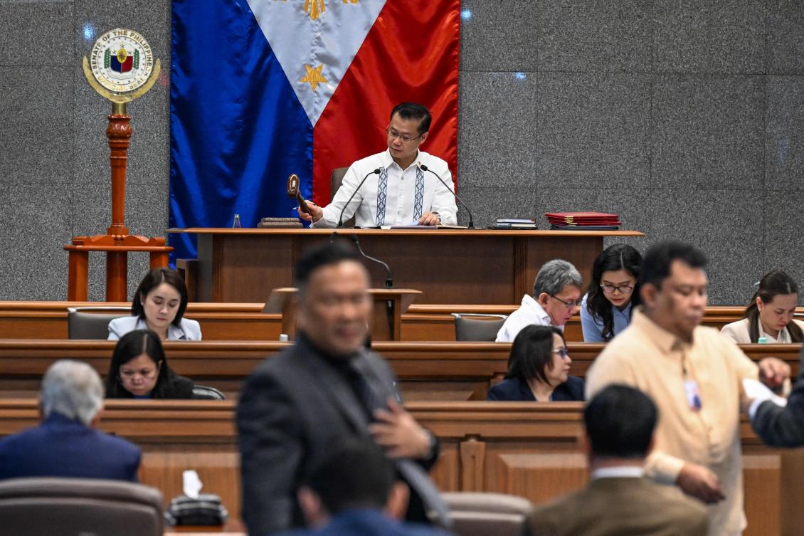 Senator Sherwin Gatchalian, presides as Senate President during the special plenary session on June 17, 2026. (AFP)