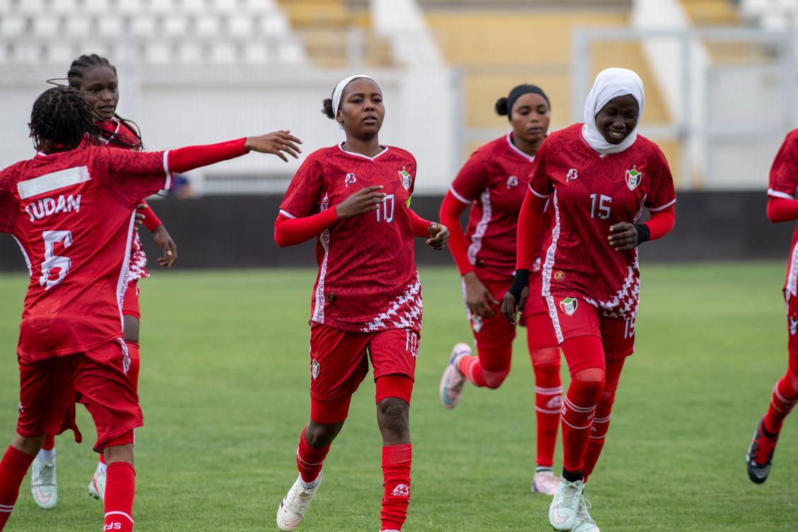 Sudan’s U-17 women’s national team warm up before a match against Comoros, during qualifiers for the 2028 Los Angeles Summer Olympics, in Casablanca, Morocco, Jun. 8, 2026. (AP)