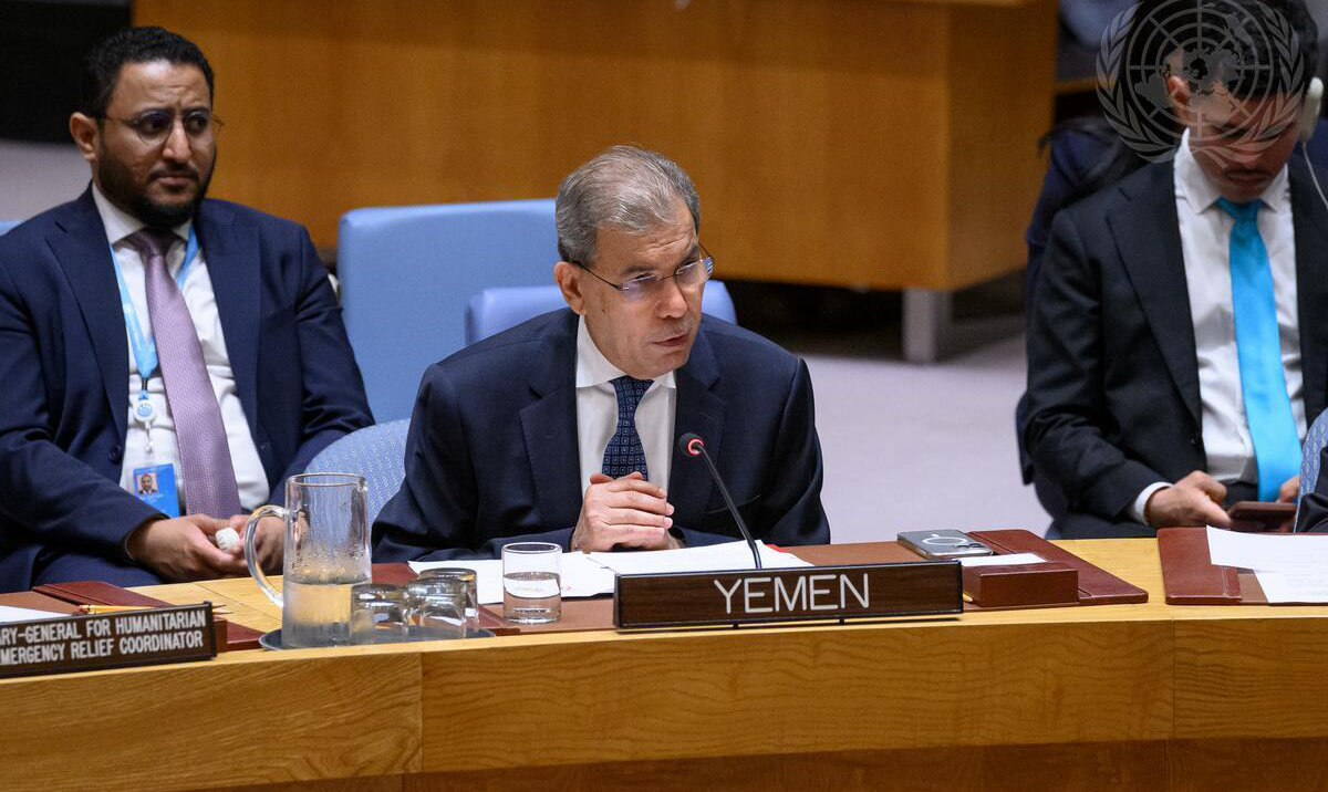 Abdullah Ali Fadhel Al-Saadi, Yemen’s permanent representative to the UN, addresses the Security Council meeting on the situation in the Middle East. (UN)