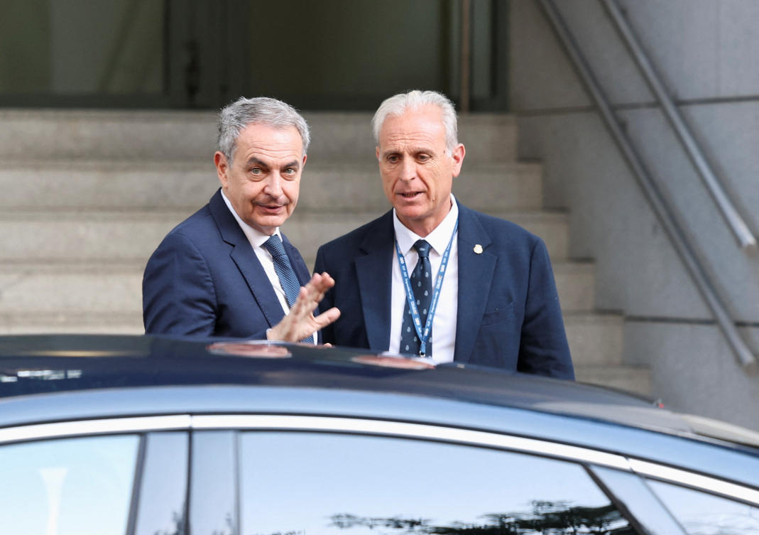 Former Spanish PM Jose Luis Rodriguez Zapatero arrives to testify before Spain’s High Court after he was placed under investigation for allegedly leading an influence-peddling and money-laundering network, in Madrid, Jun. 17, 2026. (Reuters)
