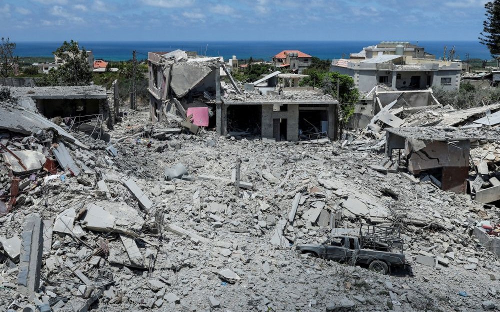 A neighborhood completely destroyed by an Israeli airstrike, Qlailieh, Tyre district, Lebanon, June 18, 2026. (Reuters)