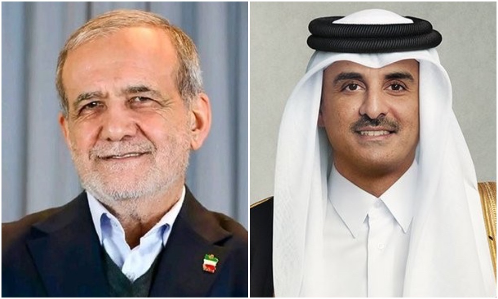 Iran’s President Masoud Pezeshkian held a phone call on Thursday with Sheikh Tamim bin Hamad Al-Thani, emir of Qatar. (QNA)