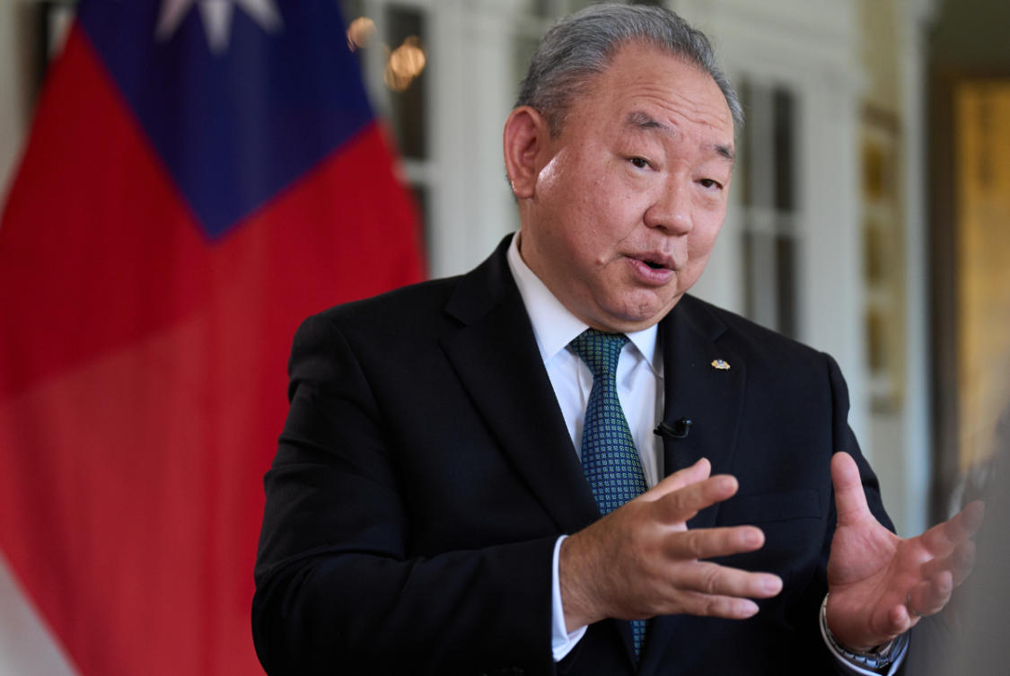 Taiwan's top diplomat in Washington, Alexander Yui Tah-ray, speaks during an interview on June 17, 2026, at the Twin Oaks Estate in Washington. (AP Photo/Jacquelyn Martin)