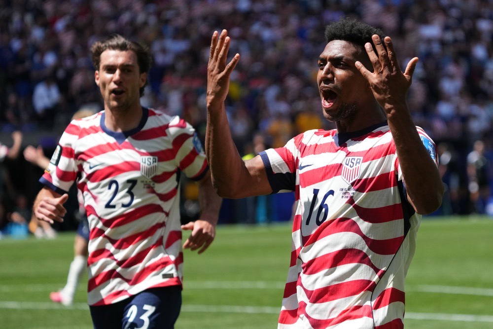 US’ Joe Scally and Alex Freeman after the World Cup Group D soccer match between the US and Australia in Seattle, Friday, June 19, 2026. (AP)