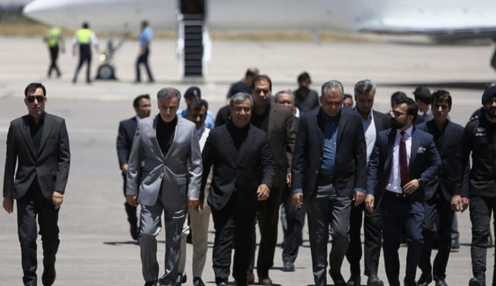 Pakistan's Interior Minister Mohsin Naqvi arrives in Iran. (Screenshot/X)
