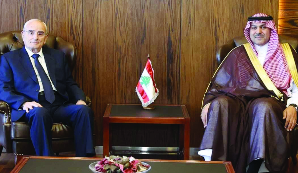 Fahd Al-Dosari (R) and Maj. Gen. Michel Menassa in Beirut. (Supplied)