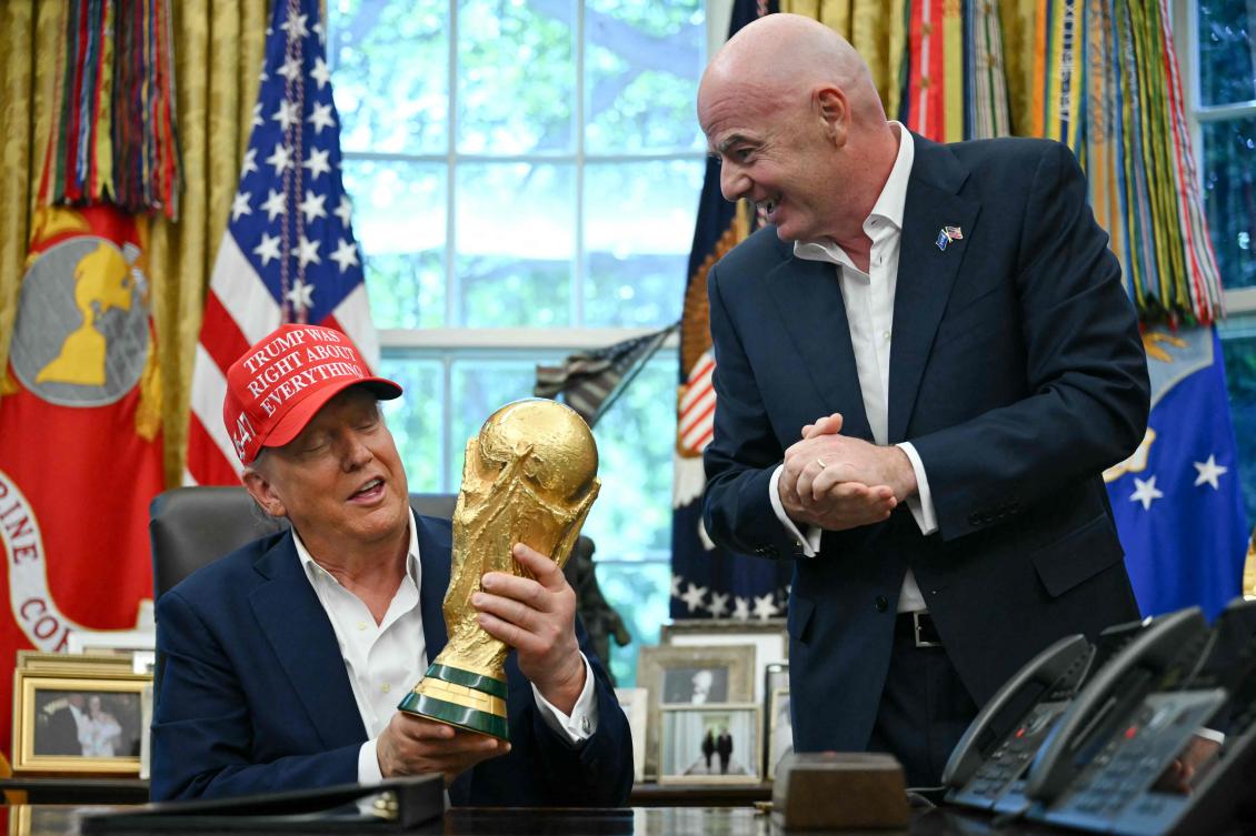US President Donald Trump will attend the World Cup final in New Jersey on Jul. 19 and present the trophy to the winners, FIFA President Gianni Infantino announced on Jun. 23, 2026. (AFP)