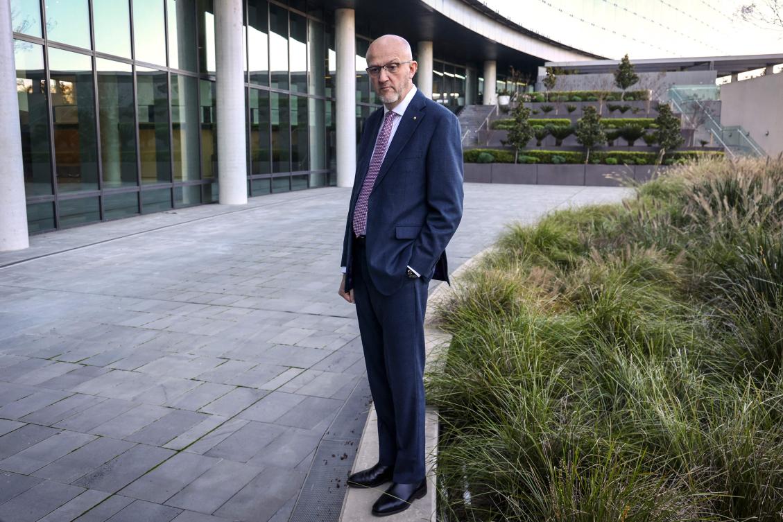 Director-General of the Australian Security Intelligence Organisation (ASIO) Mike Burgess poses for a photograph at the ASIO headquarters in Canberra on June 24, 2026. Giving an annual threat assessment, Burgess said he was also concerned that an Iranian group active in Europe could conduct further attacks or an assassination in Australia. (Photo by DAVID GRAY / AFP)
