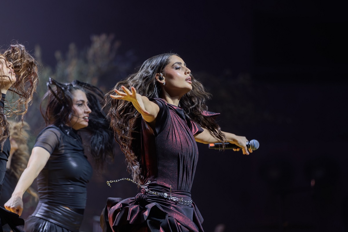 Zeyne performing at the Concert-Manifesto x Palestine at Palau Sant Jordi in January in Barcelona, Spain. (Getty Images)