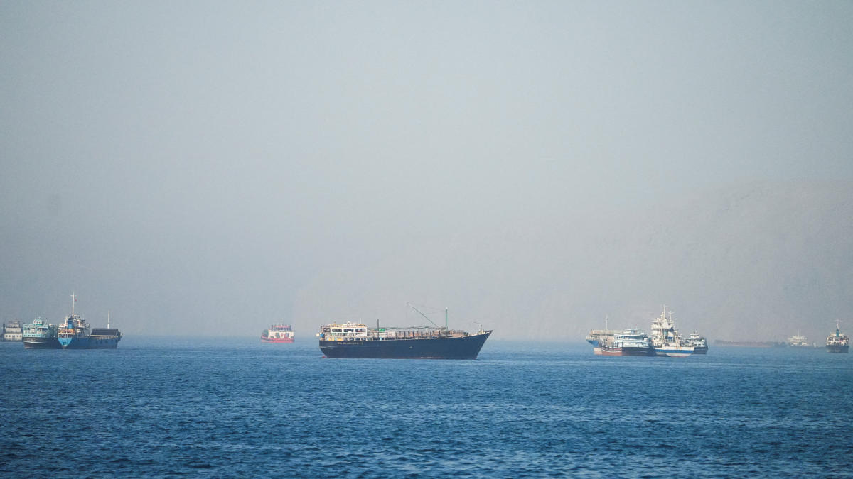 Vessels are seen at the Strait of Hormuz, as seen from Musandam, Oman, June 1, 2026. (REUTERS)