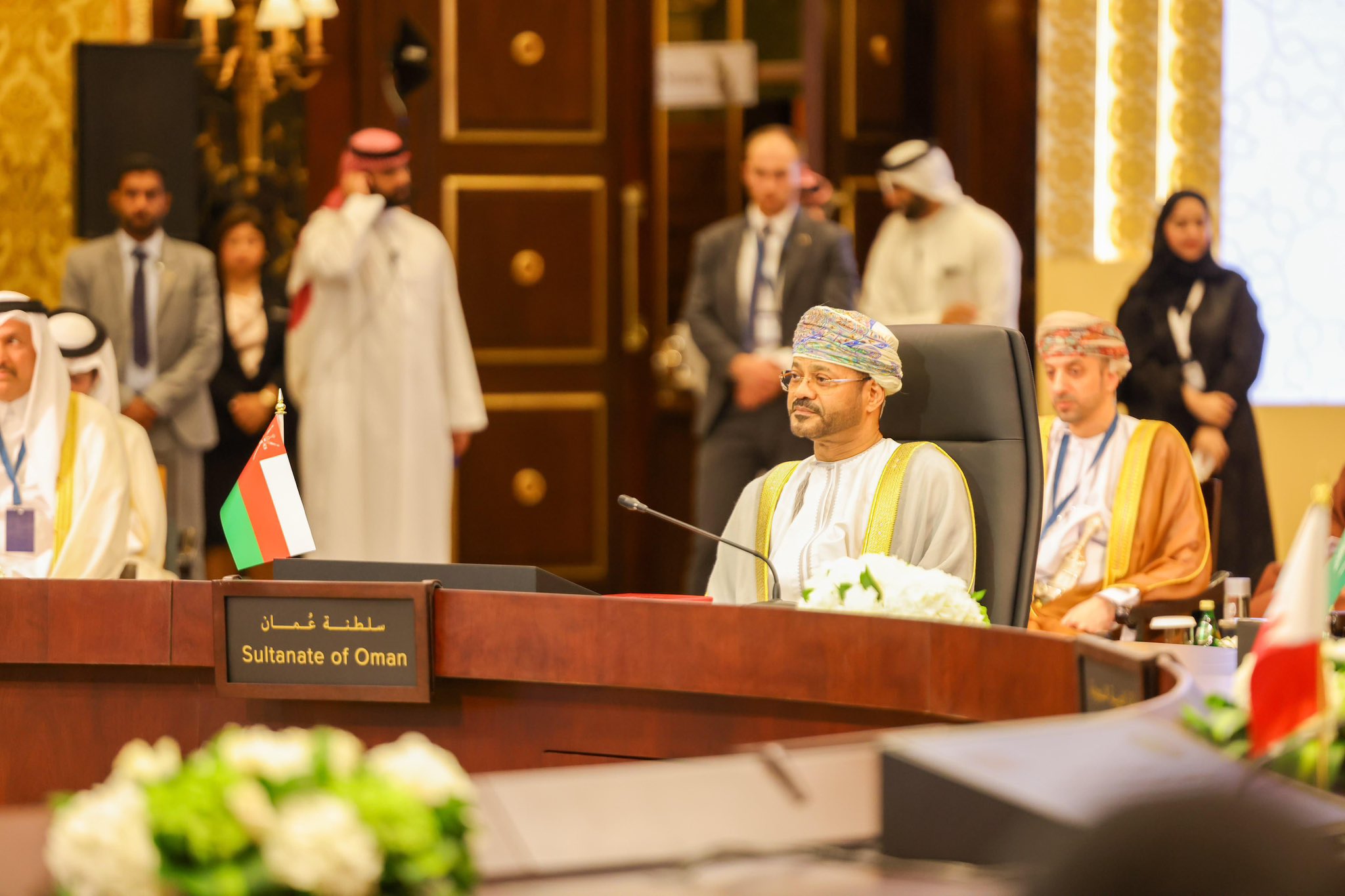Oman's Foreign Minister Badr Al-Busaidi at the GCC meeting in Bahrain on Thursday. (Oman News Agency)