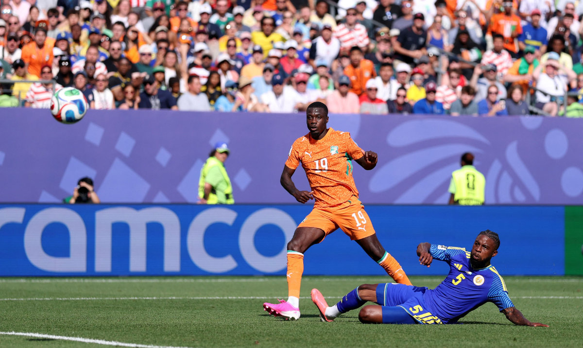 Nicolas Pepe #19 of Cote d'Ivoire scores his team's second goal during the FIFA World Cup 2026 Group E match between Curacao and Cote D'Ivoire at Philadelphia Stadium on June 25, 2026 in Philadelphia, Pennsylvania. (AFP)