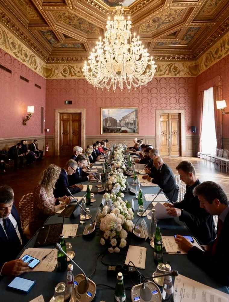 Delegates in Rome’s Gulf-Mediterranean Summit. (X/@KSAMOFA)