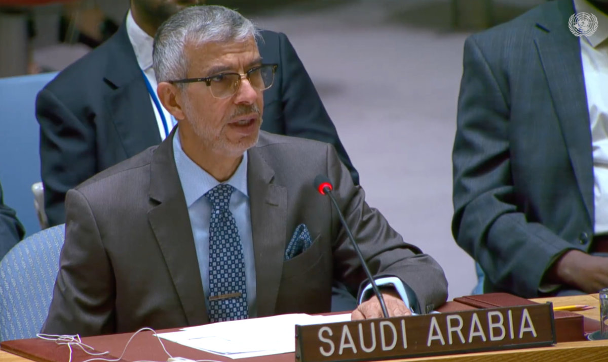Saudi Arabia’s envoy to the UN, Abdulaziz Alwasil, urged council members to take all necessary steps to ensure unobstructed humanitarian access to all affected areas of Sudan. (Screenshot/UNTV)