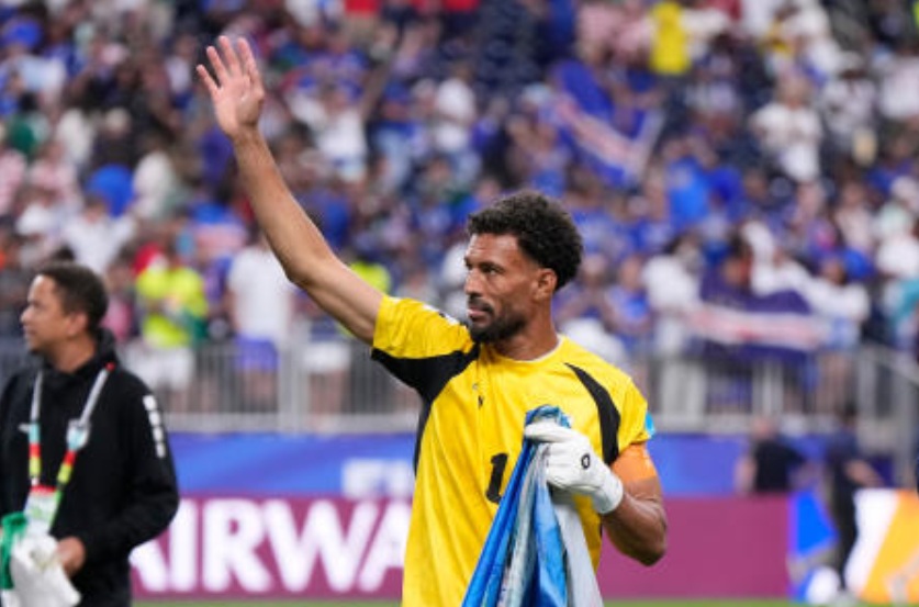 Cape Verde goalkeeper Vozinha celebrates after their World Cup Group H match against Saudi Arabia in Houston, Jun. 26, 2026. (AP)