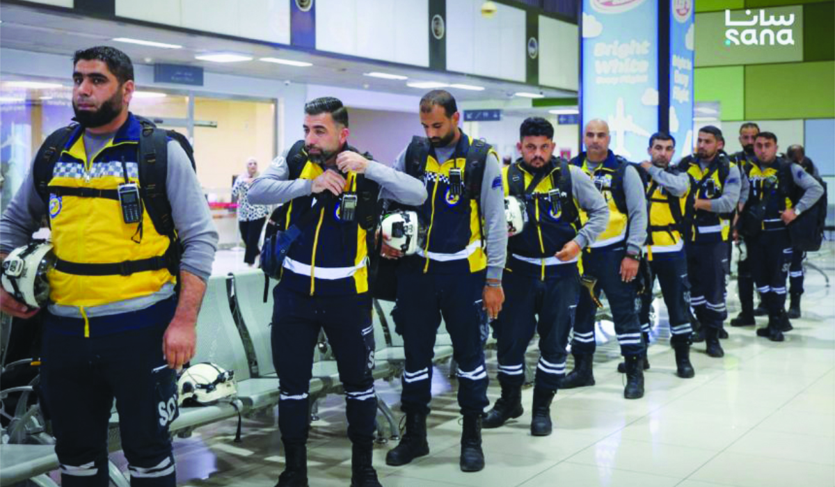 The Syrian team includes search-and-rescue specialists, equipped with individual professional gear. (SANA)