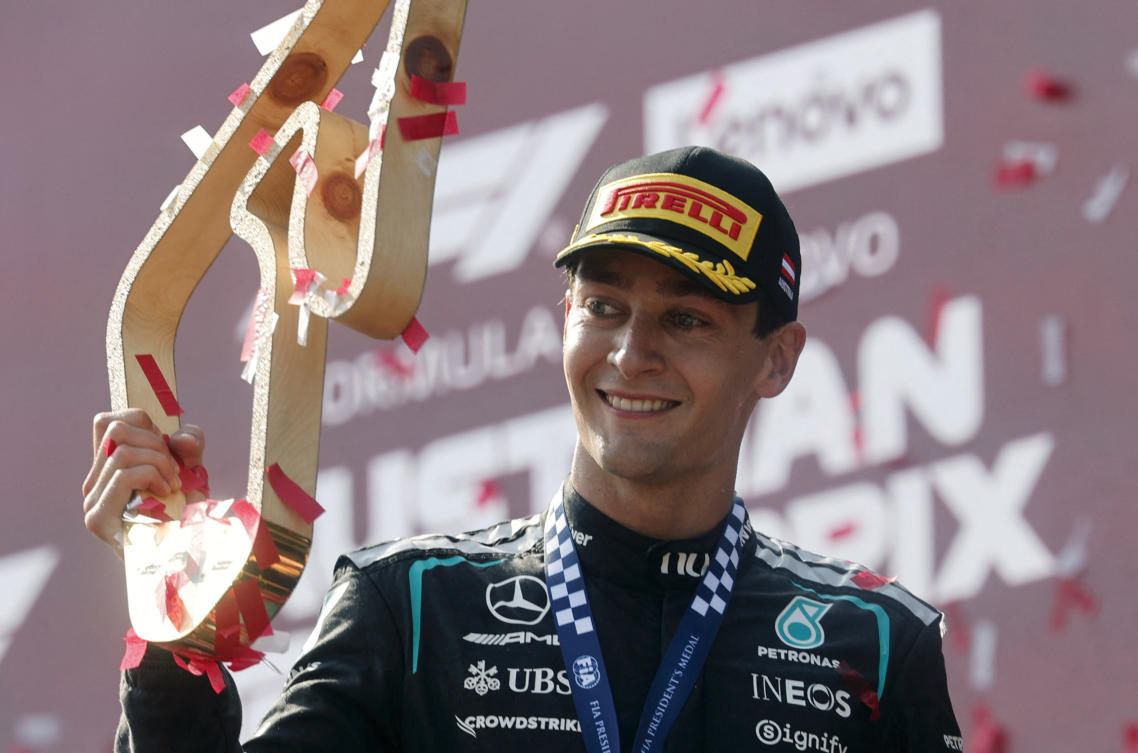 Thirsty George Russell wins in Austria to trim Kimi Antonelli’s lead