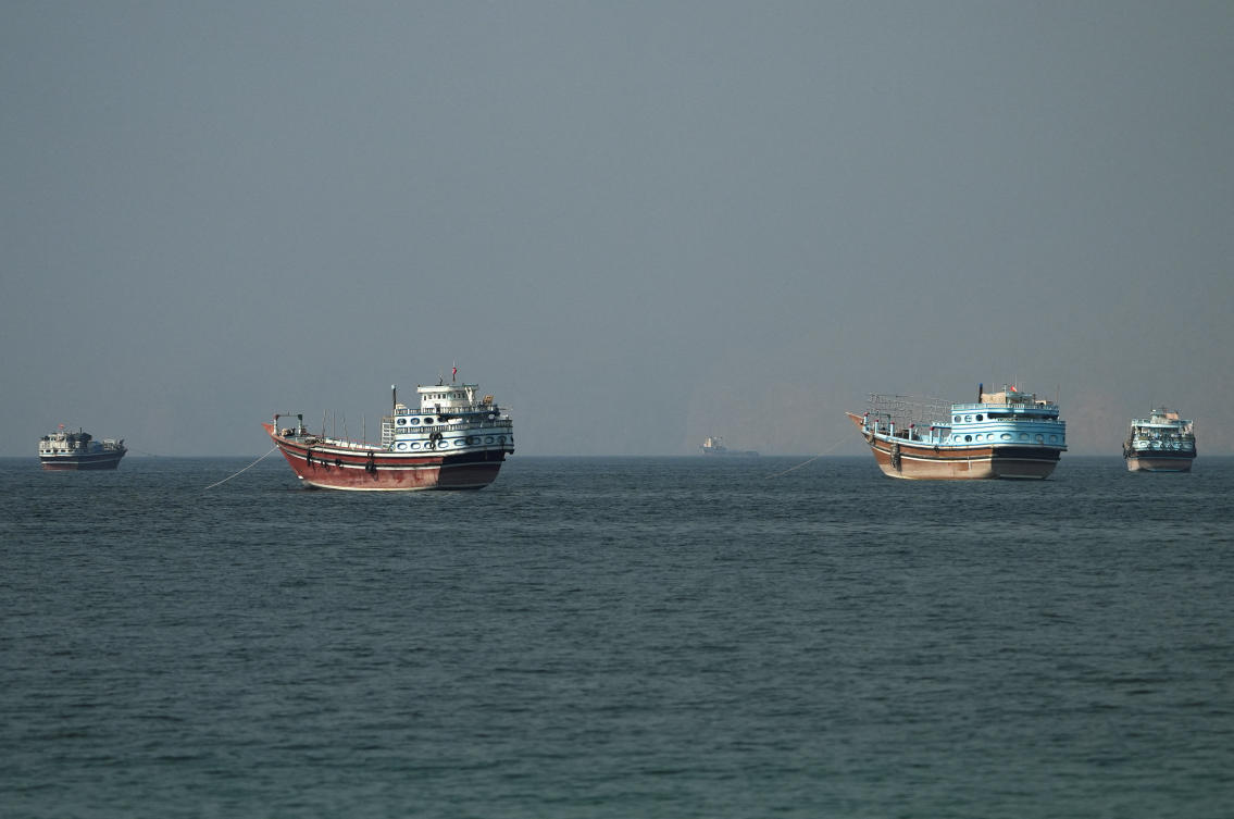 Above, vessels at the Strait of Hormuz as seen from Musandam, Oman on June 26, 2026. (Reuters)