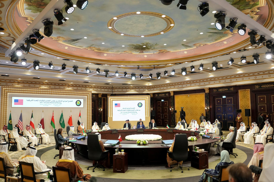 Secretary of State Marco Rubio speaks during a meeting with foreign ministers of the Gulf Cooperation Council Member States at The Ritz-Carlton Bahrain. (Reuters)
