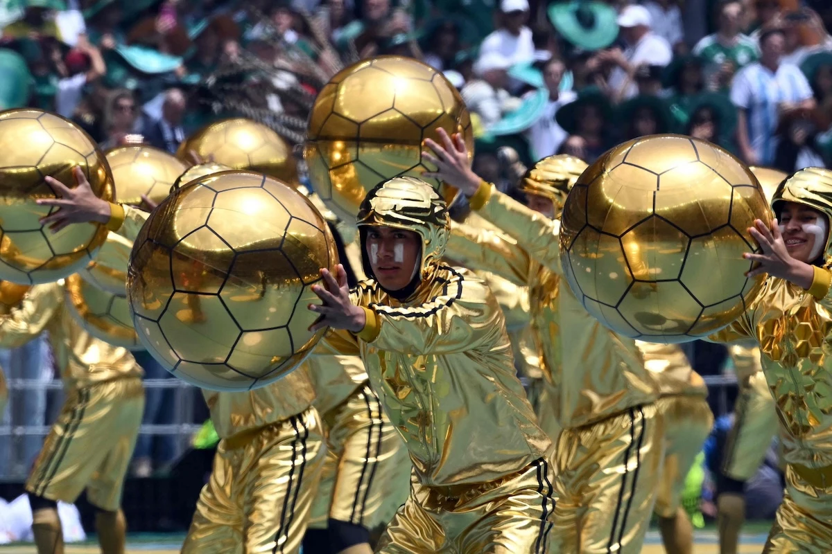 Artists perform during the opening ceremony at the Mexico City Stadium in Mexico City on June 11, 2026. (AFP)