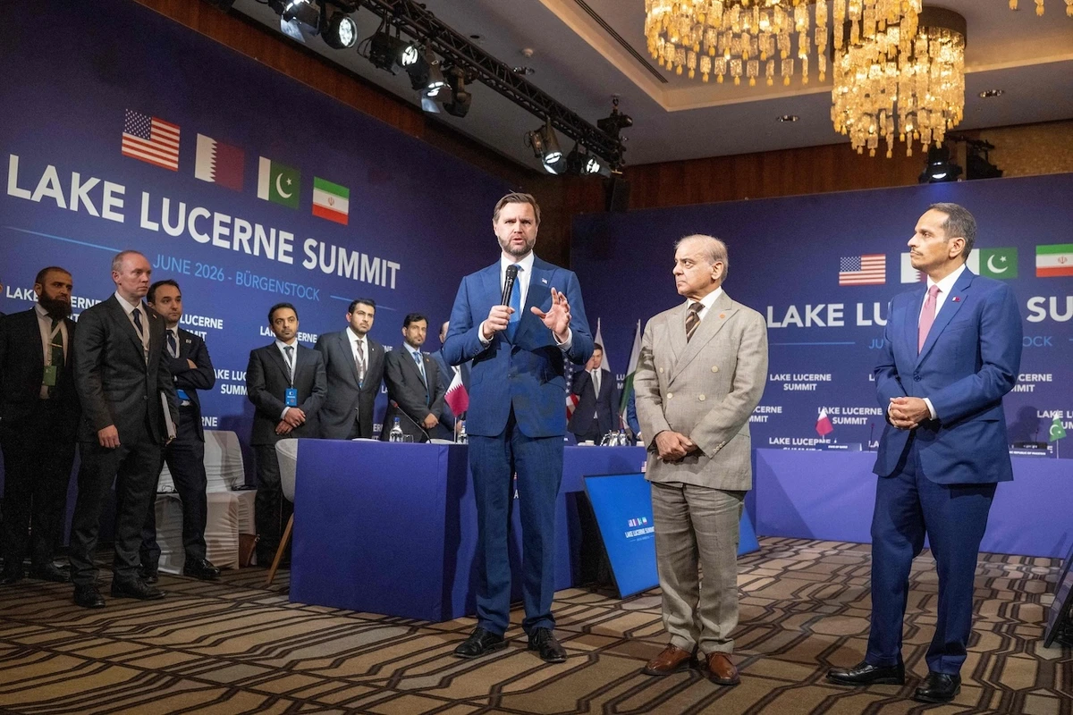 US Vice President JD Vance, Pakistan’s PM Shehbaz Sharif and Qatari PM Sheikh Mohammed bin Abdulrahman bin Jassim Al-Thani