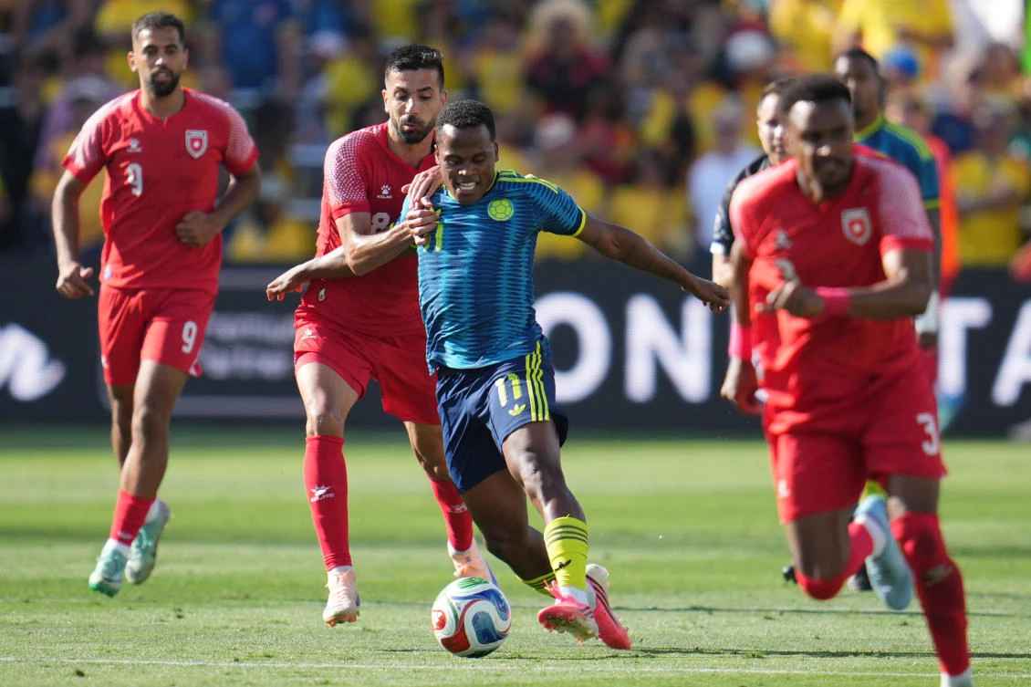 Jordan were never able to get into the match and midfielder Amer Jamous was sent off in stoppage time after picking up a second yellow card. (AP)