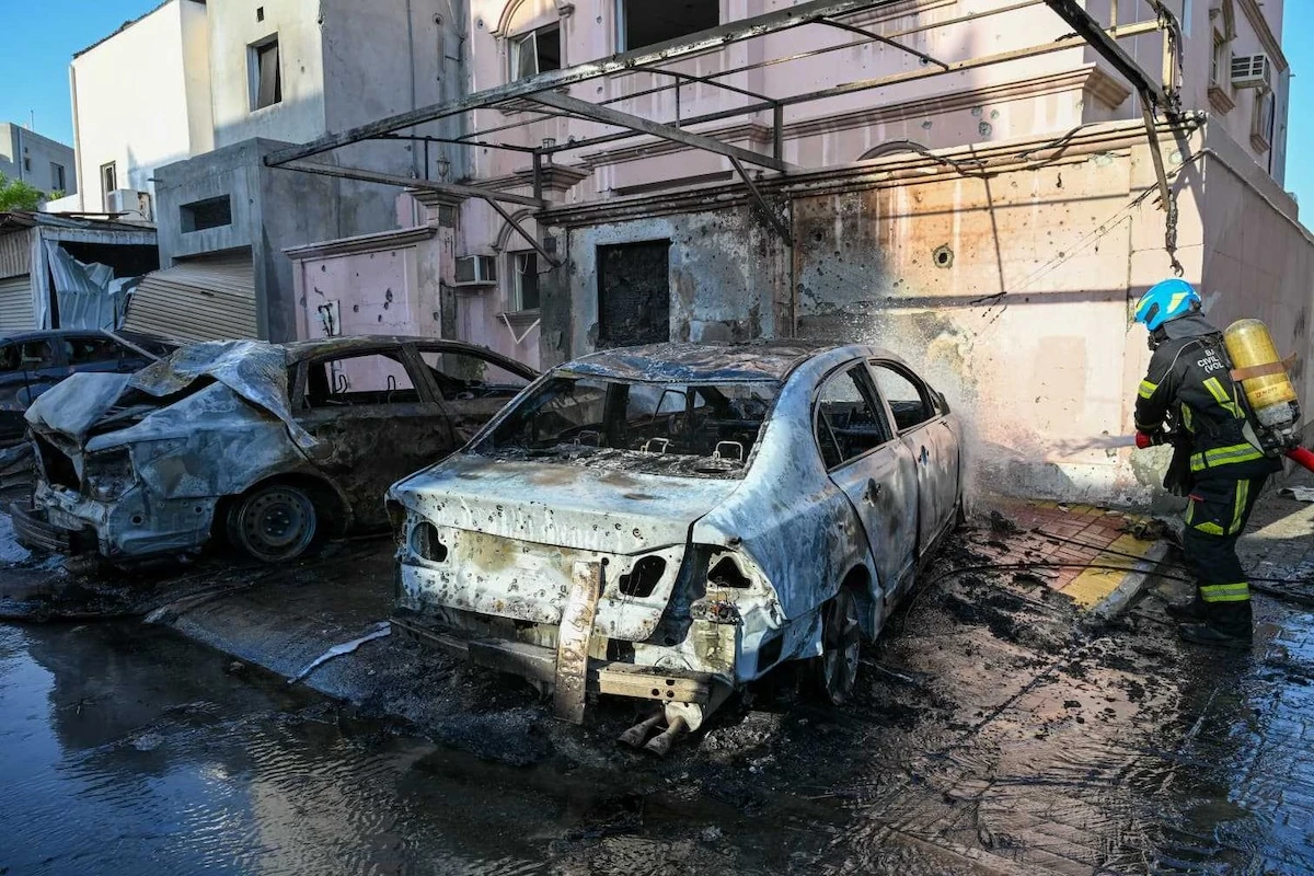 Several houses and homes damaged in Bahrain’s Hamad City and the capital Manama due to shrapnel from intercepted Iranian drones. (X: @moi_bahrain)
