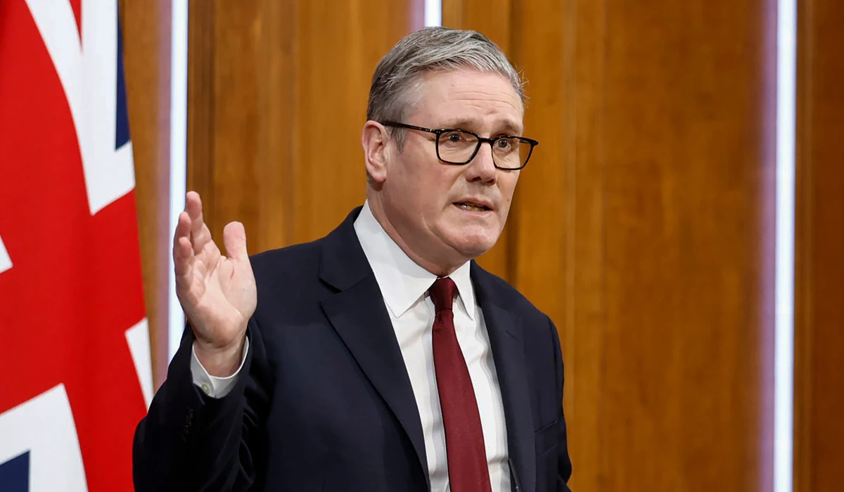 Britain's Prime Minister Keir Starmer speaks to the media at Downing Street, in London, March 16, 2026. (AP)